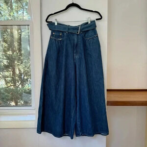 New Kapital Wide Leg Jeans Belted Denim Jeans  Blue